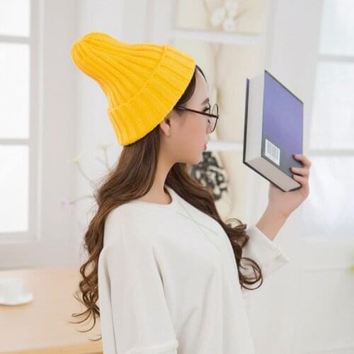 2018 Women Winter Autumn Hiking Acrylic Thermal Hat Knitted Solid Flanging Girls Female Hat