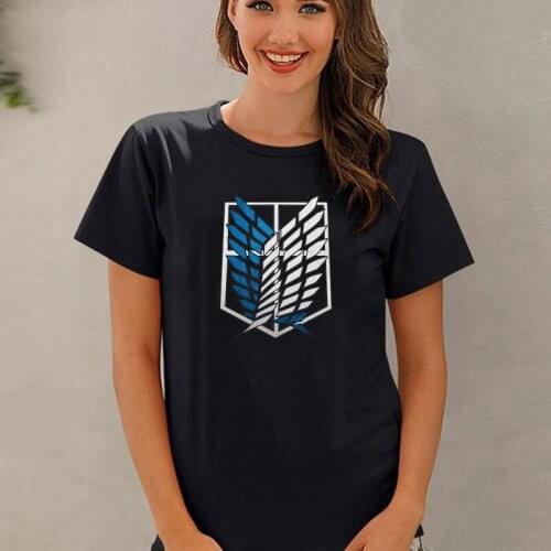 2021 Harajuku Attack on Titan T Shirts Cotton Short-Sleeved Aesthetic Japanese Letters Printed Tops Anime Design Team Logo Tee