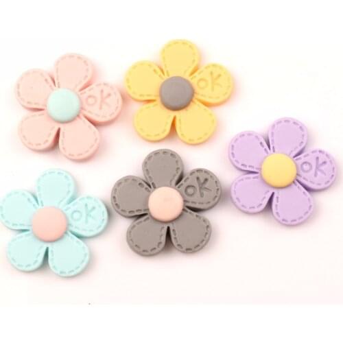 30Pcs Resin Flower Decoration Crafts Cute Kawaii Beads Flatback Cabochon Embellishments For Scrapbooking DIY Accessories