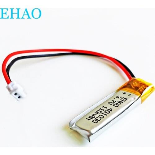 401030 3.7V 110mAh JST ZH 1.5mm 2pin Lithium Polymer LiPo Rechargeable Battery For Mp3 GPS bluetooth Headphone Headset