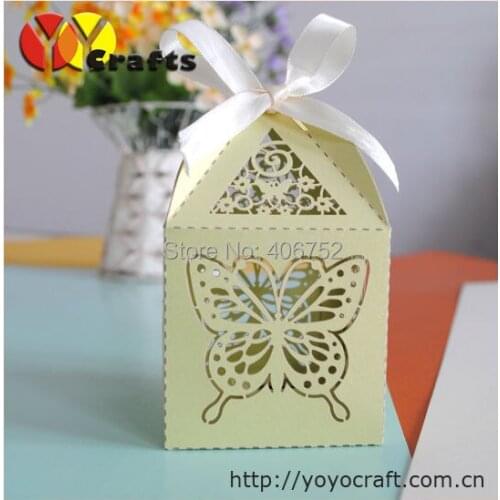 50pcs Laser cut wedding favors cupcake box buttefly shape luxury wedding cake boxes