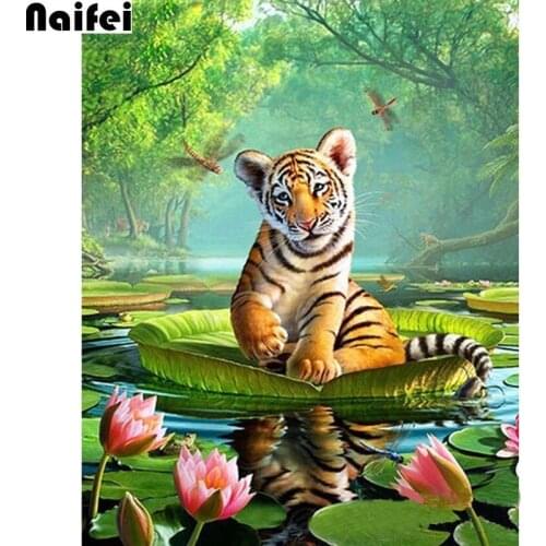 5d diy diamond painting tiger Diamond Mosaic Animal Picture Of Rhinestone Diamond Embroidery Full Drill Square Decor Home