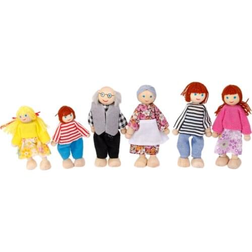 6pcs Wooden Dolls Family Members Set For Home Desk Table Decorative Ornament