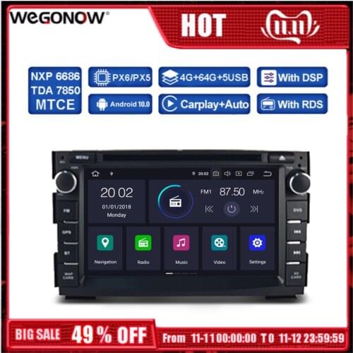 DSP Car DVD Player PX6 IPS Android 10 4G RAM+ 64G GPS Map Wifi DVR camera RDS Radio Bluetooth For Kia Ceed 2009 2010 2011 2012