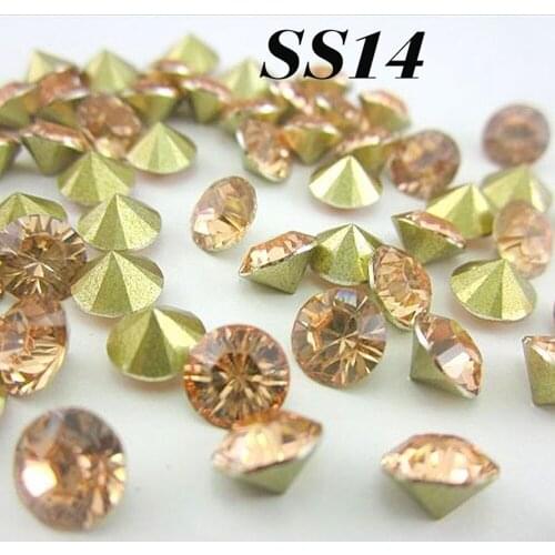 Free shipping SS14 3.5mm 720pcs(5G) Champagne Resin rhinestones Pointback for Nail Art /Bags/Garment/Shoes Decoration