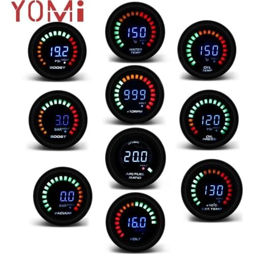 YOMI 2" 52MM Digital 20 LED Boost bar psi Vacuum Water temp Oil temp Oil press Voltmeter Air/fuel ratio EGT temp RPM Gauge