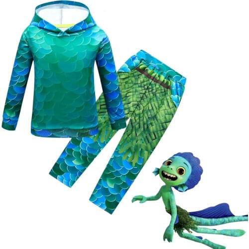 Kids Clothing Boys Girls Luca Cosplay Christmas Costume Autumn Winter Children Long Sleeve Cartoon T Shirt Pants Clothes Sets