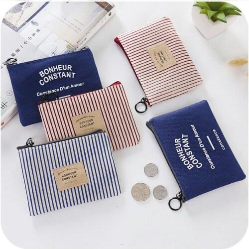 Unisex Canvas Purse Card Key Mini Purse Pouch Canvas Bag Small Zipper Coin Purse Card Holder Wallet Four Colors Available