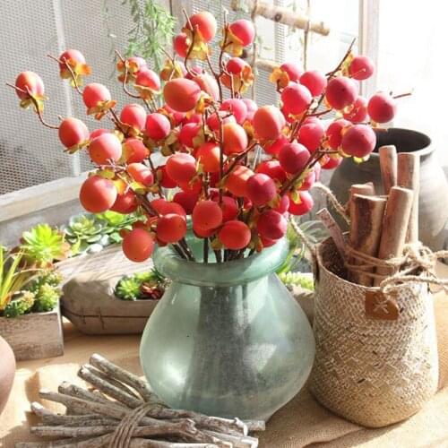Peach fruit simulation fruit bean branch simulation flower for wedding decoration hand flower & artificial flower wall
