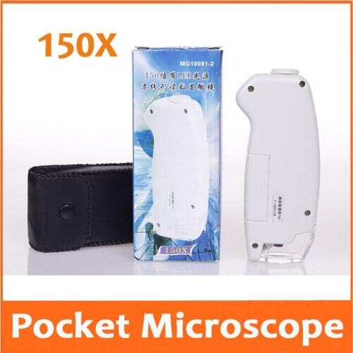 150X LED Illuminated Focus Adjustable Zoom Pocket Microscope Handheld Magnifier Loupe with Reading Scale 1DIV/0.005MM and Lamp