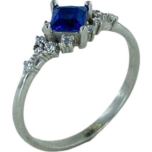 Minimal Sapphire Diamond Montür 925 Silver Ring