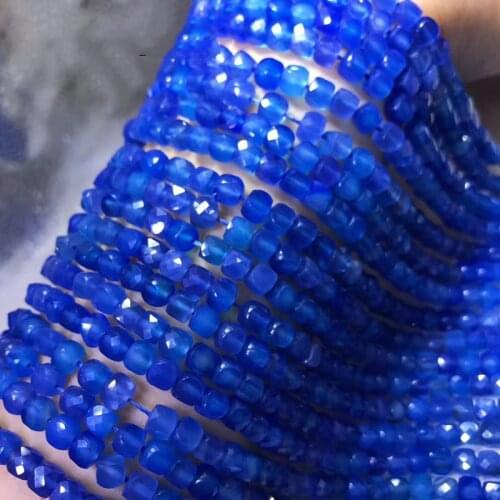 Blue agate square faceted 4-5mm for DIY jewelry making loose beads FPPJ wholesale beads nature gemstone