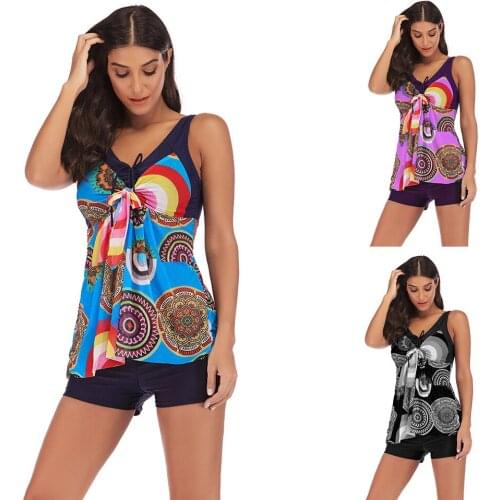 Summer Woman Swimsuit Sexy two Pieces Bikini New Big Size Bikini Set Beachwear Pringting Flower boxer Beach Bathing swim Suit