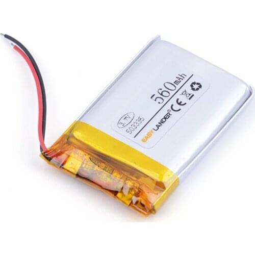Lithium ion rechargable battery 3.7V lithium polymer battery 503335 053535 560mah MP3 MP4 MP5 GPS Bluetooth Headset