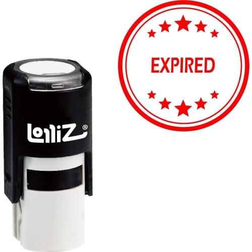 LolliZ Expired Round Office Stars One Line Self-Inking Stamp