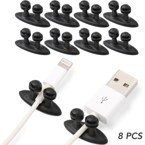 8PCS Mini Adhesive Car Charger Line Clasp Clamp Headphone/USB Cable Car Clip Automobile Interior Accessories
