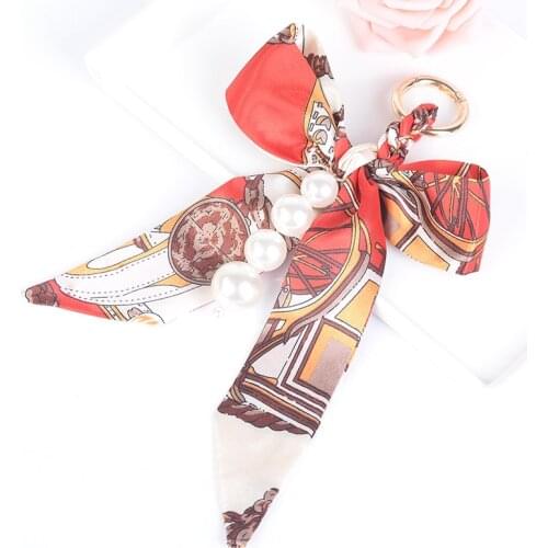 Fashion Cloth Bow Knot Key Chain Chiffon Tassel Key Ring for Lady Bag Ornaments Creative Fashion Charm keychain Holder EH3557