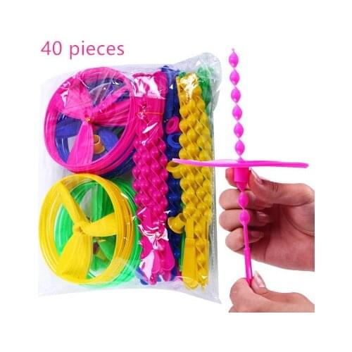 40 pieces Plastic Manual Flying Fairy Disc Bamboo Pants Helicopter Outdoor Childrens Toys Baby Hand Eye Coordination Exercise
