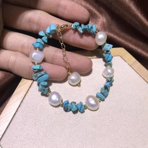 Natural Beads With Baroque Freshwater Pearl Bracelet Original Design Elegant Pearl Bangle Jewelry Women Gifts