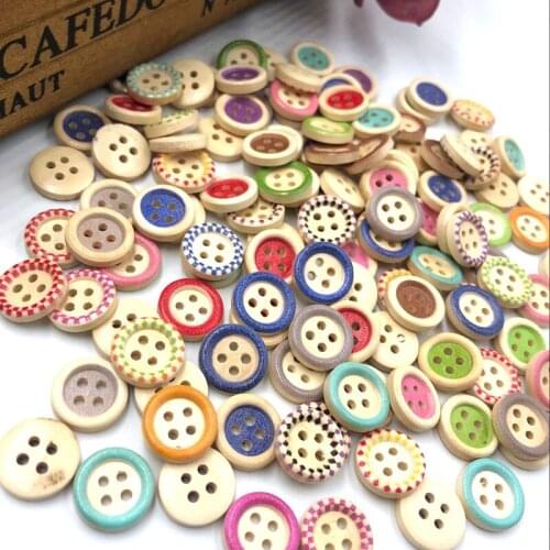 New 100pcs Multicolor 4 Holes Round Wood Sewing Buttons 15.0mm WB52