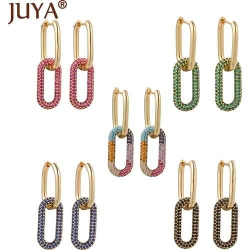 New Fashion Crystal Earrings Rhinestone Oval Earring Hoop Jewelry Ornement For Women Rainbow Earrins Hook