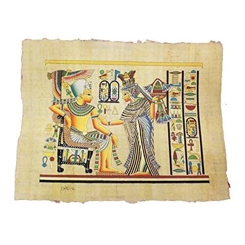 Papiro Egipcio Original Hecho y Pintado a Mano en Egipto de 33 x 43 cm Aproximadamente Ref. 16H-A