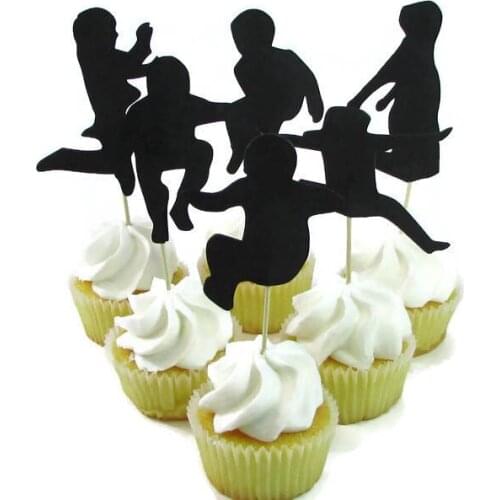 Jump Party Cupcake Toppers, Set of 12, Jumping Kids Cake Toppers, Bounce House Party, Trampoline Party, Girl Silhouette Jumping