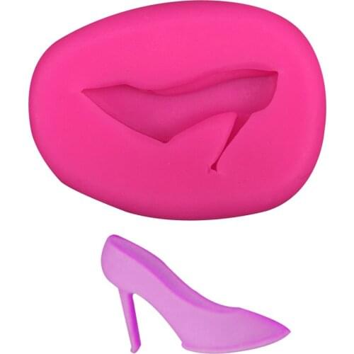 DIY Cartoon crystal glass heels Shoes fondant cake decoration tools food grade silicone molds T0415