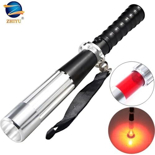 ZHIYU Self Defense LED Flashlights Emergency Red Light Zoom T6 Torch 3 Mode Multifunction Camping Patrol Lantern DC Rechargeable