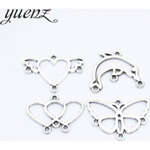 YuenZ 25pcs Antique silver color Metal Hollow heart butterfly dolphin charm fit diy necklace charms jewelry making U016