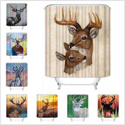 Musife Custom High Quality deer Shower Curtain Waterproof Bathroom Polyester Fabric Bathroom Curtain