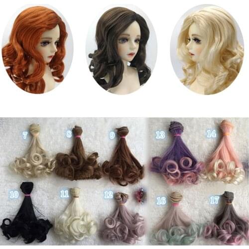 Fashion Cute Women DIY Long Curly Doll Hair Cosplay Wig Anime Party Extension Hairpiece High-Temperature Doll Accessories