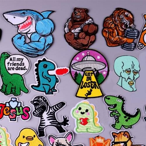 Dinosaur Bear Animal Badges Clothe Embroidery Patch Applique Ironing Clothing Sewing Supplies Decorative Patches For Clothing