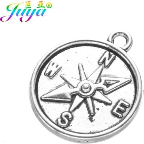 10pcs/lot Wholesale Jewelry Findings Supplies Antique Silver Color Compass Charms For Women Men DIY Charms Jewelry Making