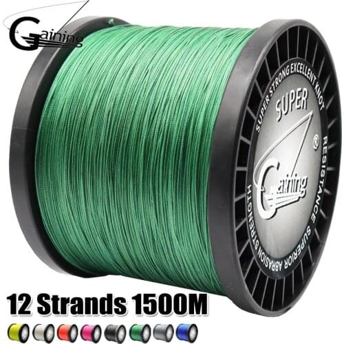 12 Strands PE Braid 1500M Braided Fishing Line Multi Color Japan Multifilament Saltwater/Freshwater Fishing Strands 25-220LB