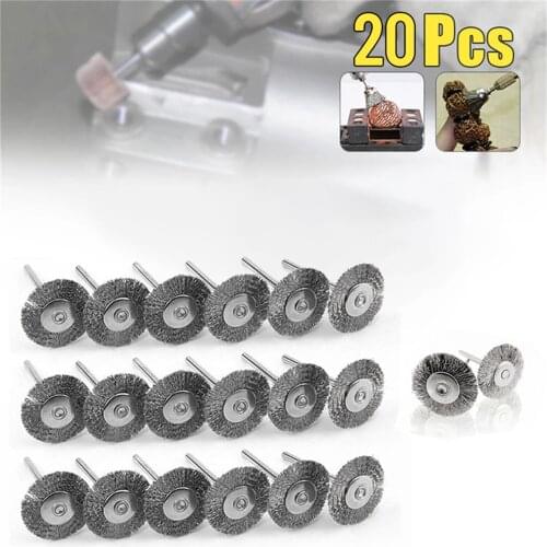 20Pcs 22mm Steel Wire Wheel Brushes for Metal Rust Removal Polishing Brush Steel Cutting Rotary Brush for Mini Drill Rotary Tool