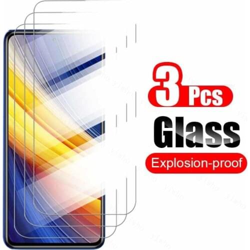 3pcs protective glass on pocox3 poco x3 x 3 pro 5g m3 f3 full cover screen protector on redmi note10 note9s note8pro glass case