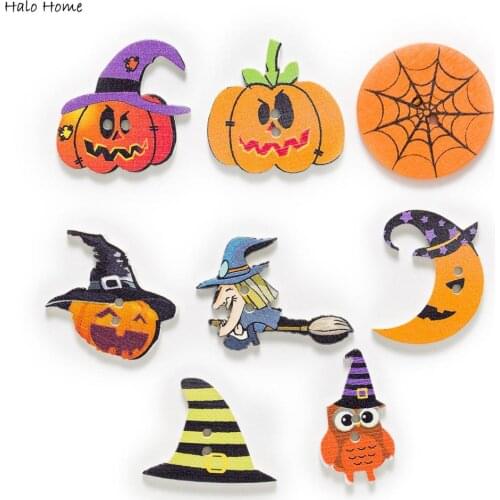 30pcs Halloween Pumpkin Wood Buttons for Sewing Cloth Scrapbooking Crafts Home Card Making Accessories Decor 14-41mm
