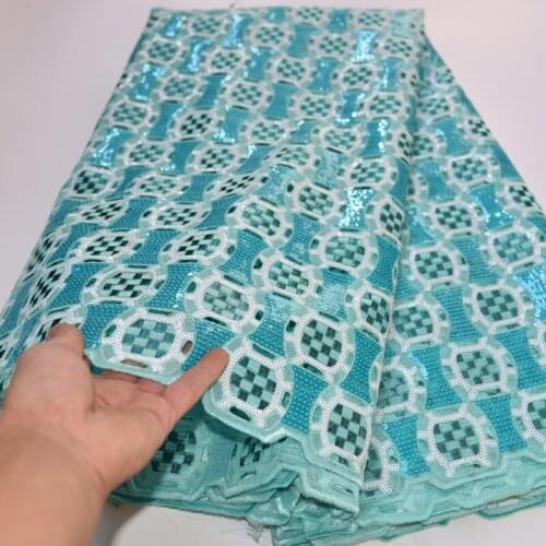 5yards/pc) high quality mint green African handcut organza lace fabric with allover sequins for party dress OP84