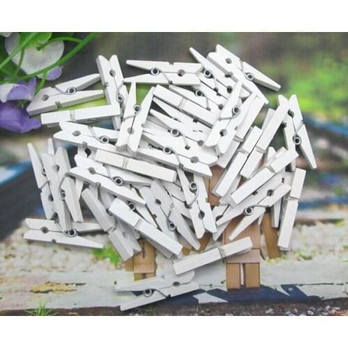 50pcs High Quality 8x31mm White Mini Small Wooden Clips Decorations Paper Photo Spring Clips For Message Cards Household