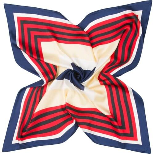 60*60cm Square Imitated Silk Scarves Stewardess Hostess Neckerchief Ladies Elegant Work Dress Foulard Bandana New 2018