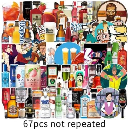 67 pcs Funny Anime Cartoon Wine bottle Graffiti Stickers For Car Moto Suitcase Cool Laptop Stickers Skateboard Kids Stickers