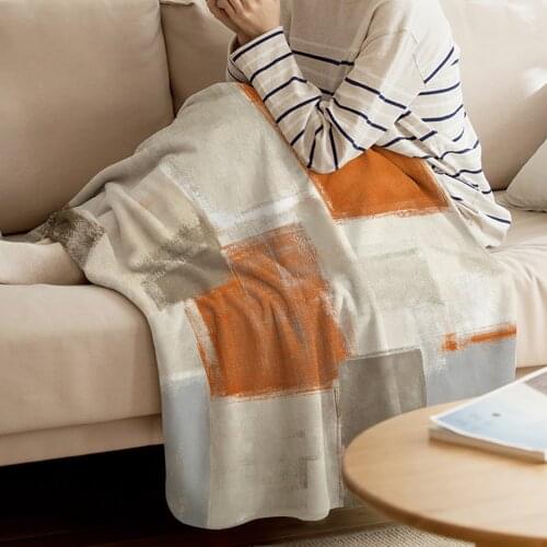 Orange Paint Graffiti Abstract Throw Blanket Portable Soft Blanket For Sofa Soft Flannel Blankets For Bed Sofa