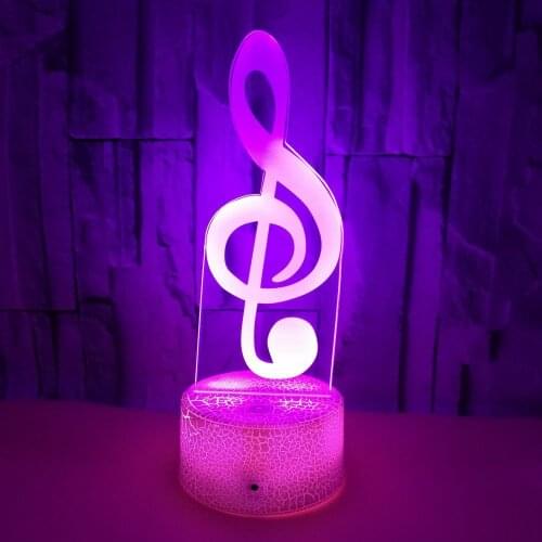 Acrylic Table Lamp 3D Lights Kids Bedroom Nightlight Music Notes Decorative Light Colorful Flash Toy Gift Holiday Anniversay