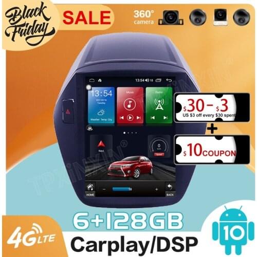 128GB Android 10.0 Tesla Style for Hyundai IX35 2010 - 2015 Carplay GPS Car Navigation Multimedia Video Player Stereo Radio