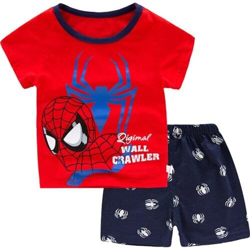 Childrens wear 2019 Spring and Summer Childrens Home Dress Set Cotton Boys and Girls Children Short Sleeved Pajamas