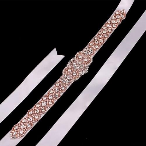 Full Length Rose Cummerbunds Waistband Bridal Wedding Accessories Belts Bridal Belts with Diamond for Women Wedding Dress Sash