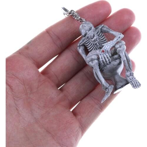 Hot Skull Toilet Purse Bag Rubber Keychain Keyring Key Chains Llaveros Trinket Jewelry For Women Men Christmas New Year Gift