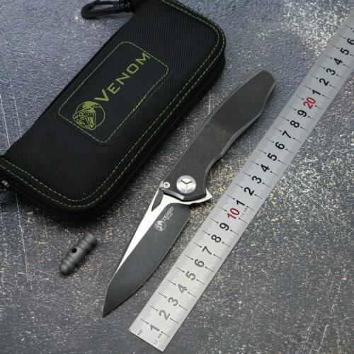 Kevin John VENOM 4 Wing S35VN SOLID Titanium Flipper folding knife ceramic ball bearing camping hunting pocket knife EDC tools