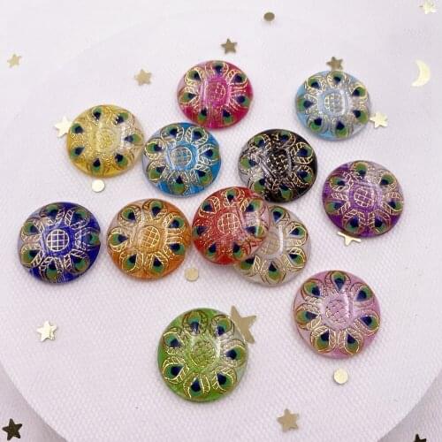 Multi Size Shiny Resin 10/12/14/16mm Round Peacock eye Flatback Rhinestone Scrapbook DIY Wedding Applique Ornament Crafts SF94